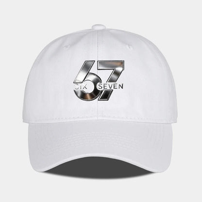 Metallic Number 67 "Six Seven" Print Baseball Cap Adjustable Unisex Streetwear Sun Hat