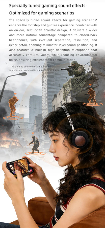 Cuffie Bluetooth on-ear FIIO EH11 – Headset wireless Hi-Res LDAC con bassi potenti, batteria 30H, connessione a doppio dispositivo e design rétro leggero