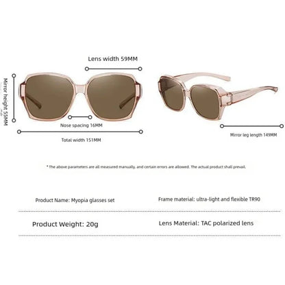 Fashion Round Polarized Sunglasses Cover Over Myopia Prescription Glasses Portable Men Women Vintage Fishing Driving Eyewear