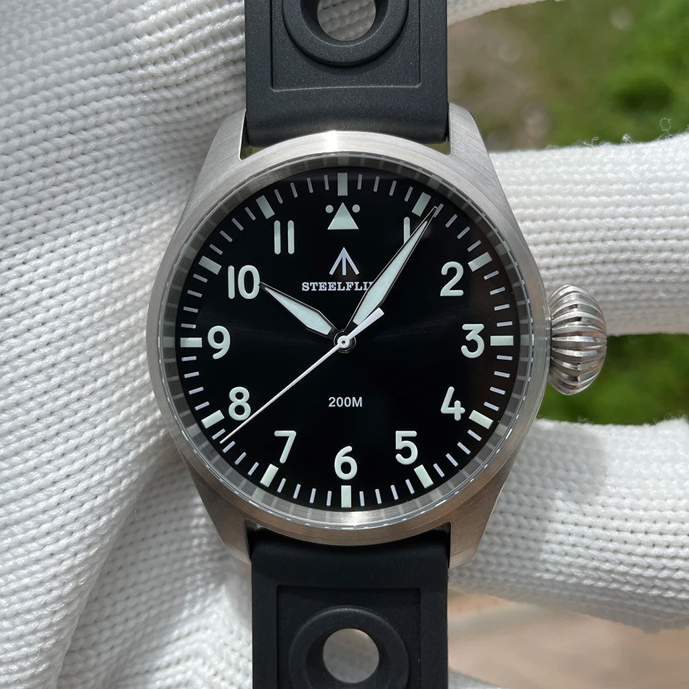 STEELFLIER Official SF743 Pilot VH31 Quartz Movement Big Onion Crown 200M Waterproof Sapphire Crystal Luxury Dive Luminous Watch