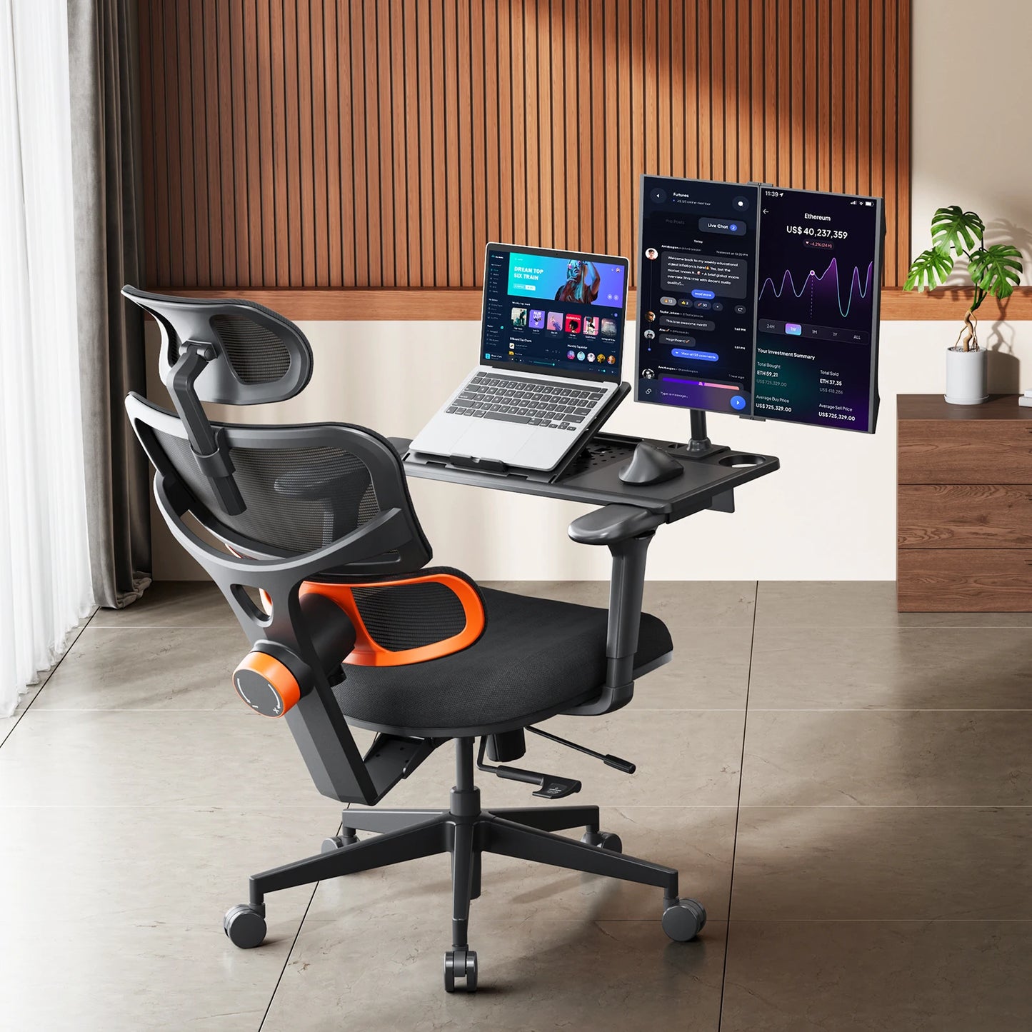 NEWTRAL NT001 Ergonomic Office Chair with Auto-Following Lumbar Support, 3 Recline Angles, Adjustable Backrest Armrest Headrest