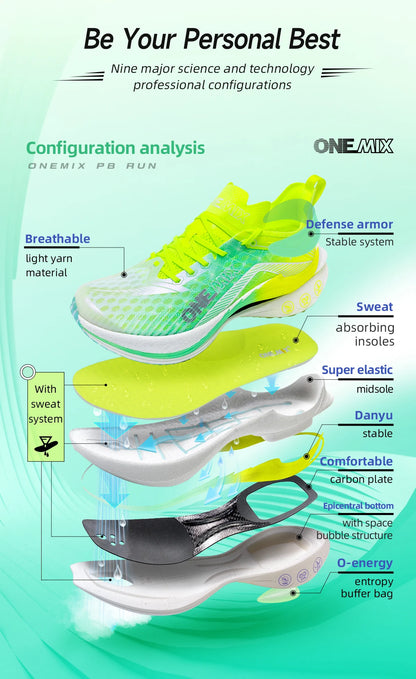 ONEMIX Marathon-Laufschuhe mit Carbonplatte, professionelle stabile Stütze, Stoßdämpfung, ultraleichte Rebound-Sneaker