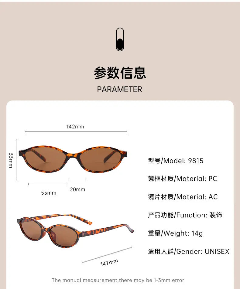 New Fashion Leopard Cat Eye Oval Women's Sunglasses Sunscreen Sun Glasses Female Retro Colorful Eyeglass UV Shade Glasses