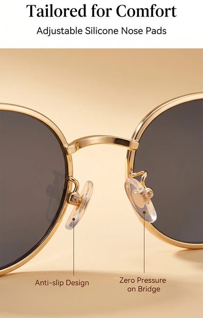 Metal Frame Round Punk Photochromic Sunglasses Women 2026 Luxury Brand Designer Steampunk Oval Sun Glasses Outdoor Eyewear Shade