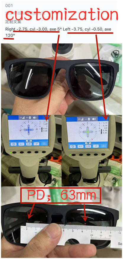 Outdoor Sport Square Myopia Lens Prescription Sunglasses Men Polarized Driving Anti-Glare Myopes Lunettes 0 -0.5 -0.75 To -6.0