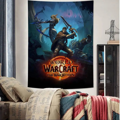 Μεγάλη επιτοίχια ταπισερί με εκτύπωση Hot Game World Of Warcraft, οικονομική χίπικη διακόσμηση τοίχου, μποέμ επιτοίχιες ταπισερί, μάνταλα για διακόσμηση σπιτιού