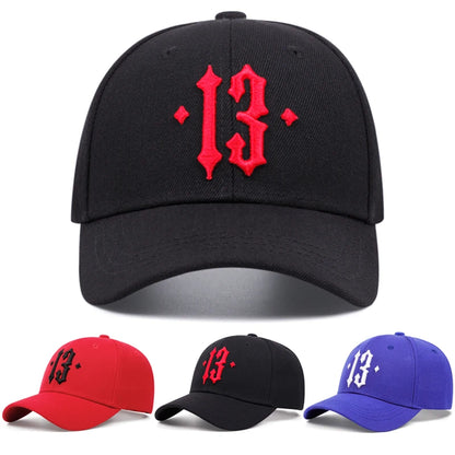 New No.13 Embroidered Baseball Hat Simple Men's Fashion Hip Hop Hat Casual Decorative Hat Women's Outdoor Sports Sunscreen Hat
