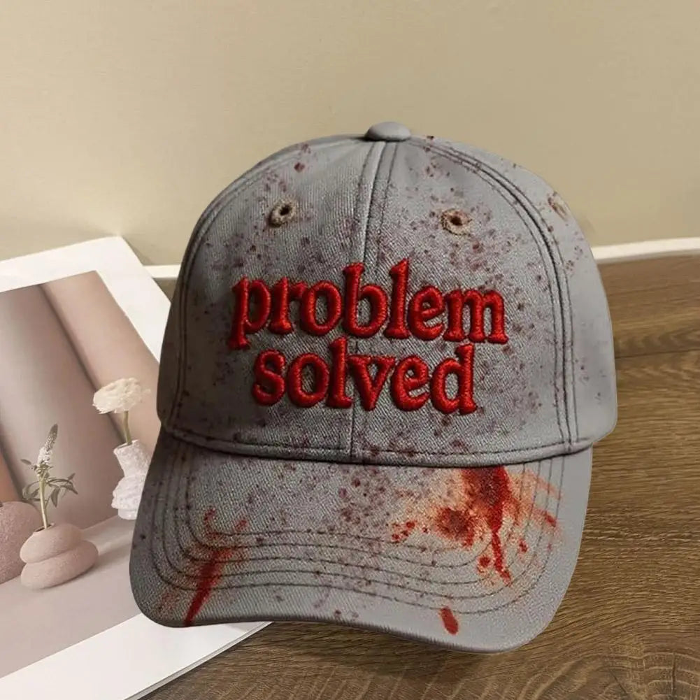 Halloween-tema broderi – problemet løst: Blodig hat, gyser-baseballkasket, velegnet til Halloween-fest, cosplay-rekvisitter og gaver
