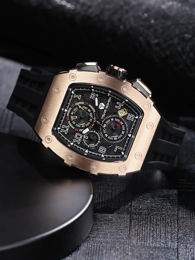TSAR BOMBA New TB8204 Watch for Men, Japan Quartz Chronograph, 50M Waterproof Wristwatch, Fashion Sport Clock, Luxury Gift
