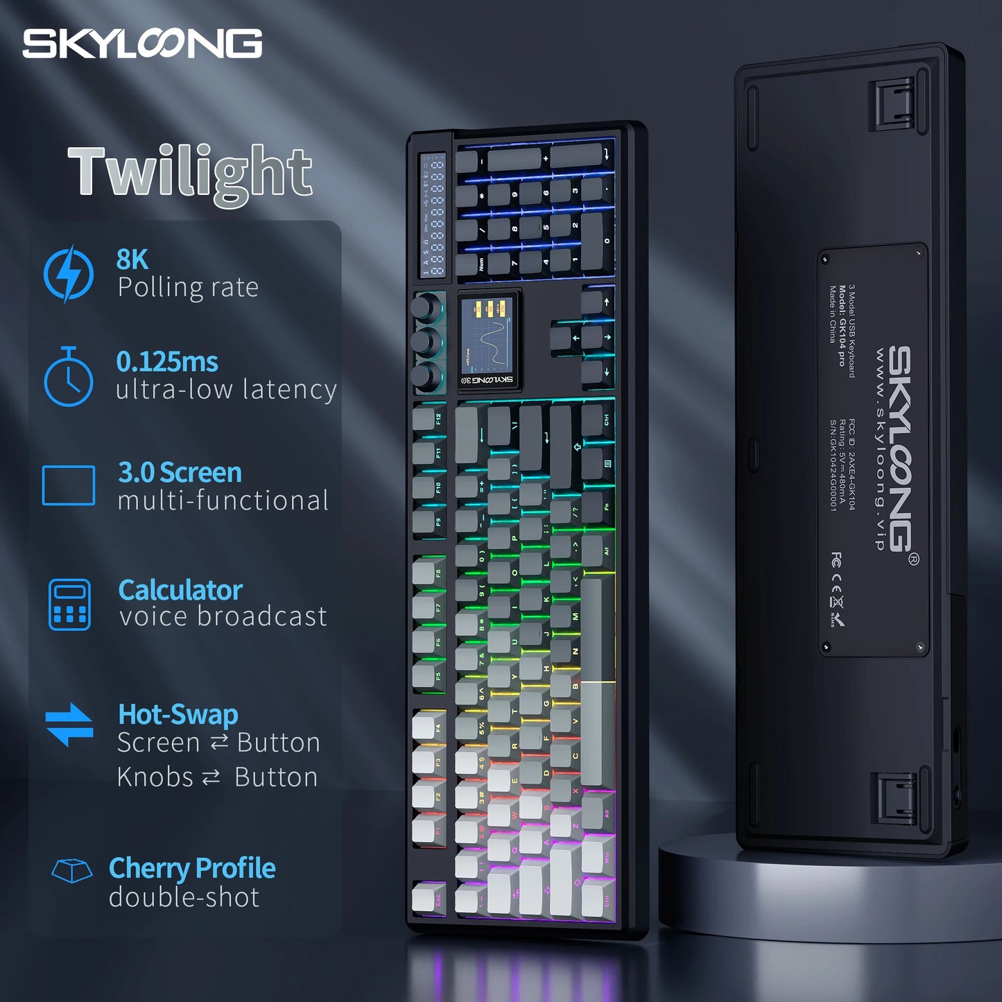 SKYLOONG GK104 Pro Wireless Mechanical Keyboard 100% Custom Keyboard Hot-Swappable Low-noise Switch for PC Gamer Office Accessories