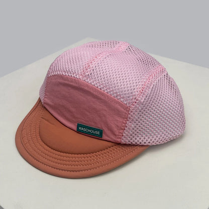 Cappellini da baseball unisex semplici in rete con lettere, parasole, ad asciugatura rapida, traspiranti, con visiera corta e a punta, versatili, alla moda, per attività all’aperto