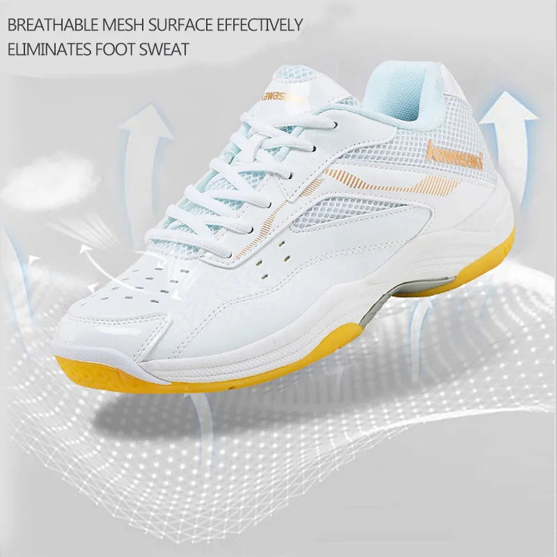 Sapatilhas de badminton masculinas Kawasaki. Sapatilhas desportivas profissionais para mulher. Sapatilhas respiráveis para recintos fechados. K-086