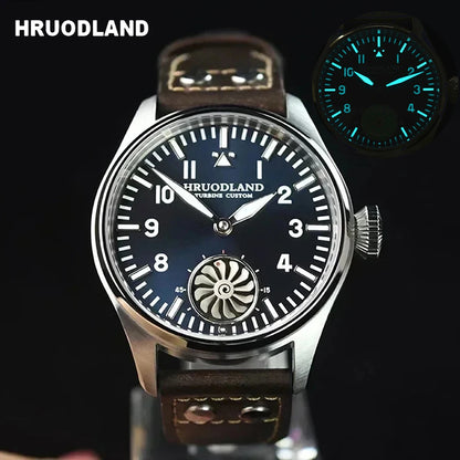 Hruodland Pilot St3620 Retro Men's Manual Mechanical Watch Luxury Sapphire Bgw-9 Night Light Turbine Waterproof 5Bar