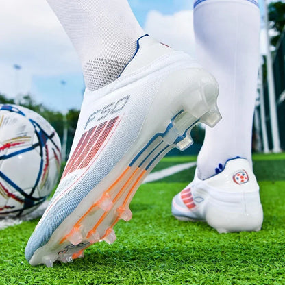 Nouvelles chaussures de football pour hommes, bottes de football confortables pour l'entraînement et les matchs en extérieur, crampons antidérapants et respirants, pour garçons et adultes, à longues pointes.
