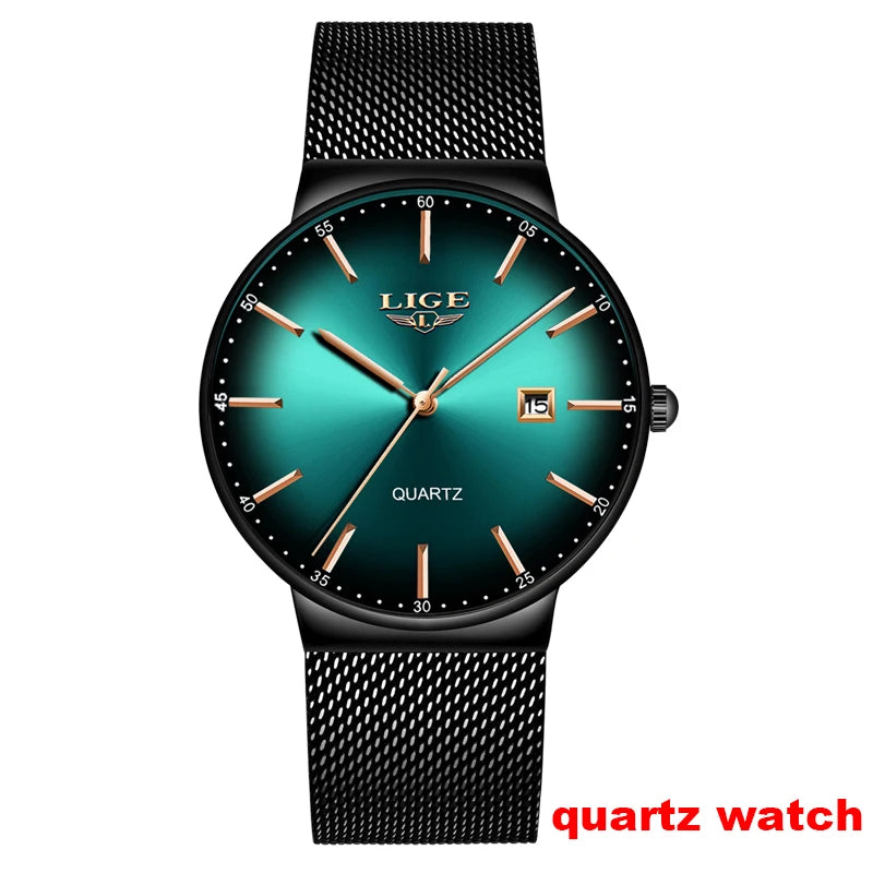 Montres-bracelets mécaniques automatiques pour hommes LIGE – Montre de luxe haut de gamme avec tourbillon, modèle élégant et étanche, idéal pour le travail ou les occasions formelles.