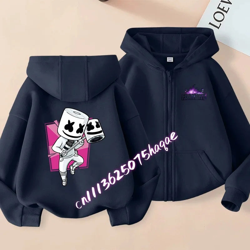 Autumn New Fortnites Children Hoodies Coat Cartoon Game Character Printed Zip Up Hoodie Child Jacket Winter Kids Boys Clothes