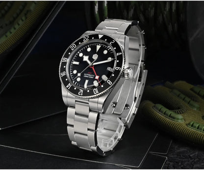 San Martin 39mm NH34 GMT Men Luxury Watch Bidirectional Aluminum Bezel Automatic Mechanical Sapphire 100M Waterproof  SN0109