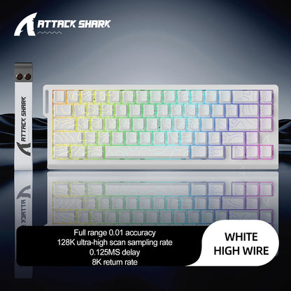 Teclado com interruptores magnéticos ATTACK SHARK X68HE com fios e FREEWOLF F68 com fios F68Pro sem fios para gaming profissional 8K Hz 0.01mm Rapid Trigger