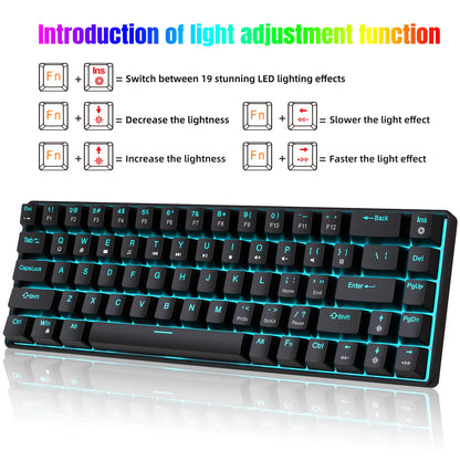 Mechanical keyboard gaming 60% USB white keys Keyboards gamer mini Ergonomic Computer keyborad Backlit Musica teclado pc