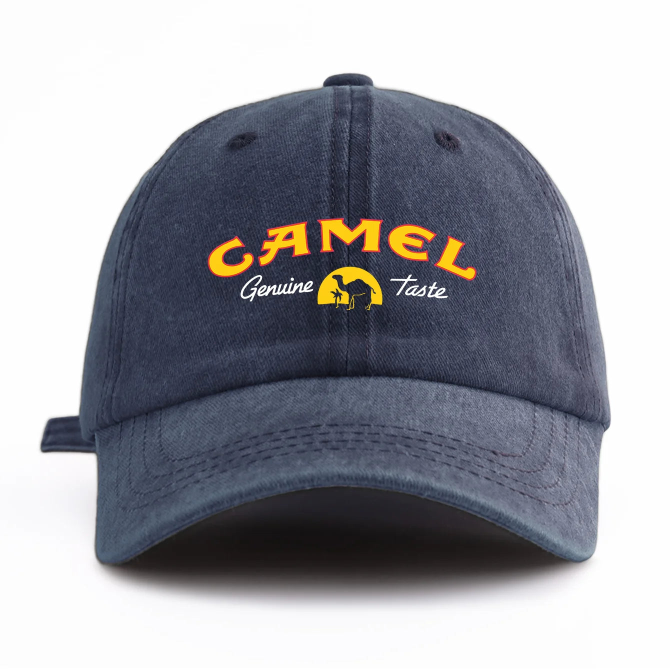 1pc CAMEL Print Washed Baseball Cap for Adults,Minimalist Retro Style Casual Soft Adjustable Dad Hat,Perfect As Gift
