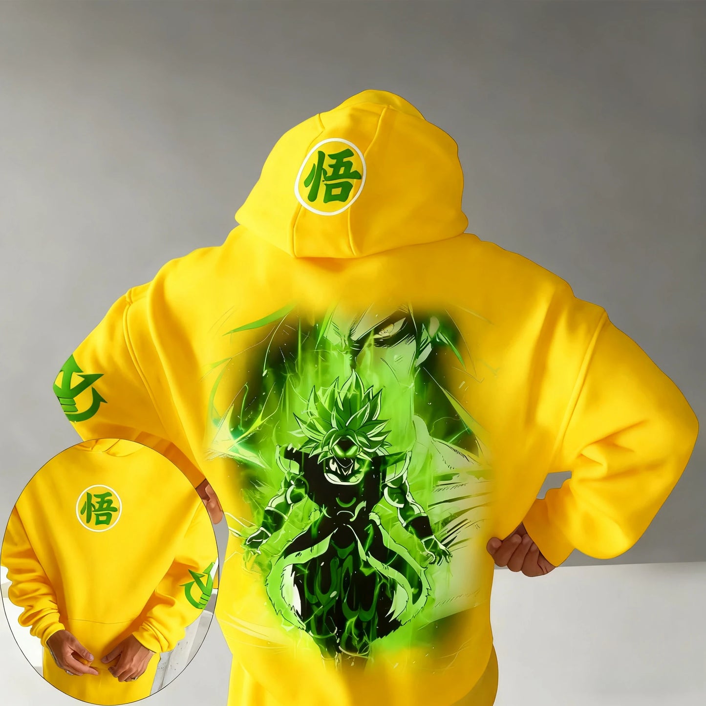 Sweatshirt com Capuz Dragon Ball Anime Broli Estampada Outono/Inverno Nova para Homem e Mulher, Corte Largo Casual Harajuku, Tamanho Grande, Modelo Pai e Filho