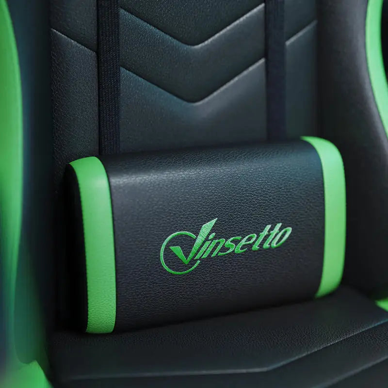 Gaming Chair with Adjustable Height and Reclining Backrest, 65X65X121-129 Cm, Black and Green