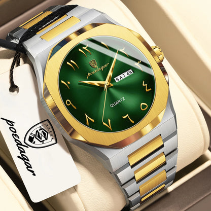 POEDAGAR luxe herenhorloge, waterdicht, roestvrij staal, quartz, week- en datumweergave, zakelijke herenhorloges, Reloj Hombre