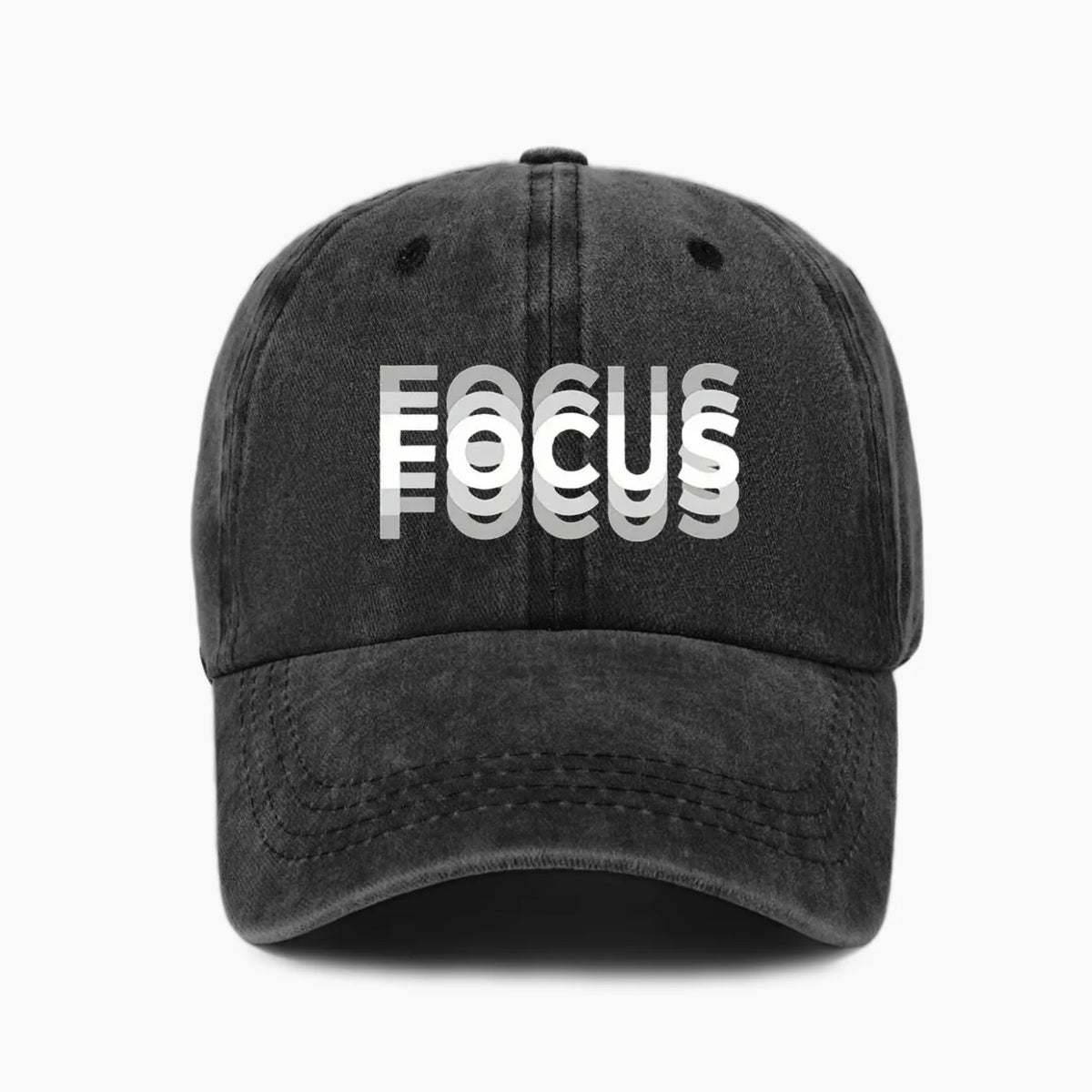 FOCUS – kšiltovka z prané bavlny s potiskem, nastavitelná, klasický styl, sportovní kšiltovka typu „duckbill“ pro muže i ženy