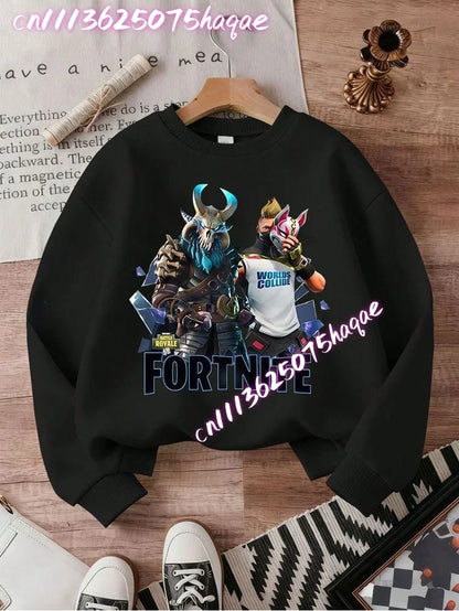 FORTNITED Children Long-sleeved Girls Streetwear Boys Baby Sweatshirt Pullover Sweatshirt Anime Fashion Kid Clothing Tops Gift