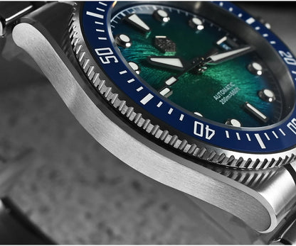 Relógio de mergulho de luxo para homem San Martin 40mm Miyota 9015, mostrador em esmalte sunburst, relógio de pulso mecânico automático, resistente à água 200m, SN0148