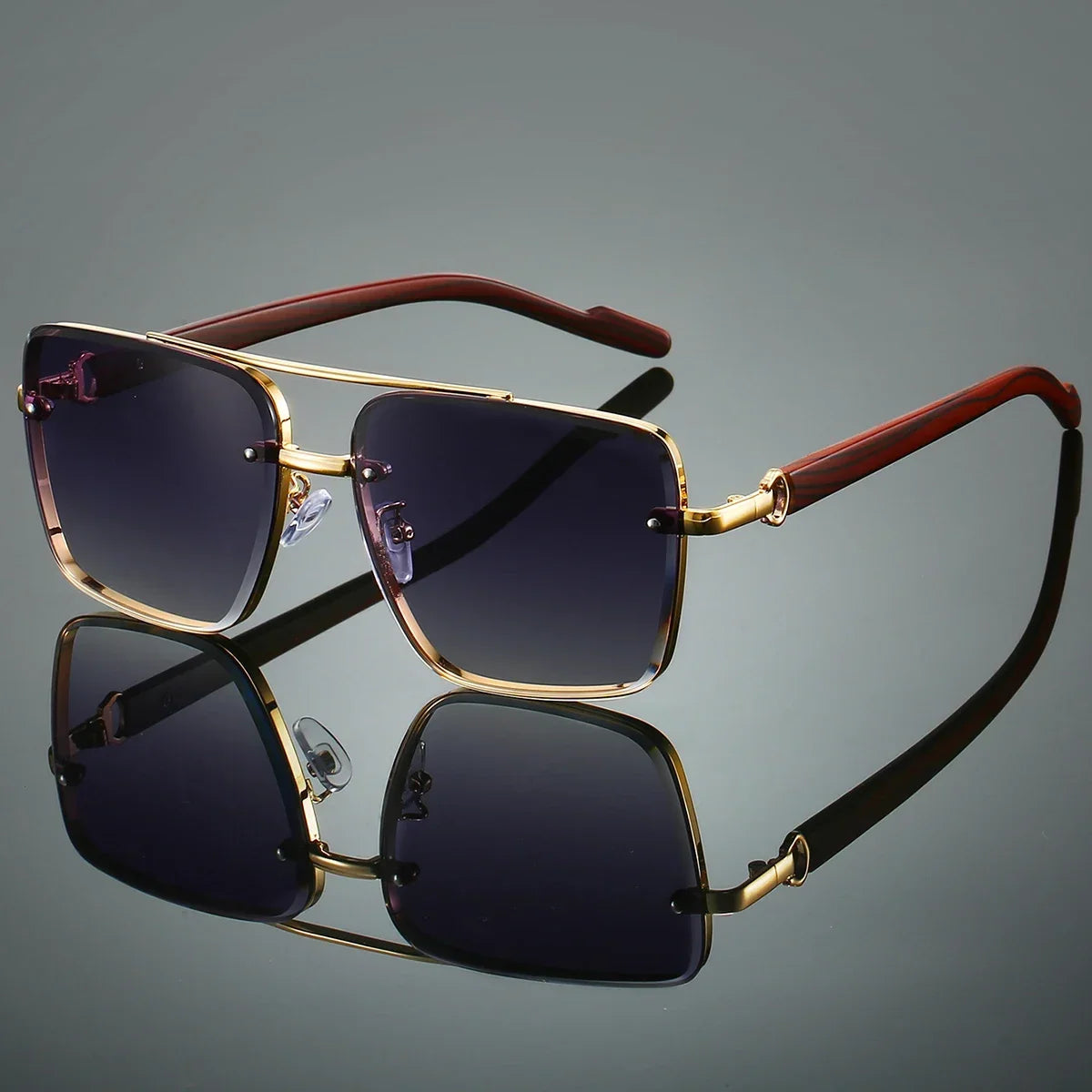 KAMMPT Fashion Retro Square Metal Shades Women's Original Brand Design Driving Sunglasses New Double Bridge Pilot Sun Glasses
