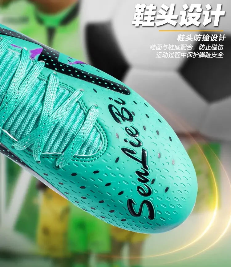 Botas de fútbol oversize para jóvenes y niños, diseño cómodo y flexible, rendimiento estable antideslizante para deportes al aire libre en campo
