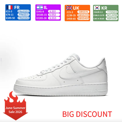 Nike Air Force 1 AF1 teljesen fehér, uniszex, alacsony szárú, alkalmi skate cipő CW2288-111