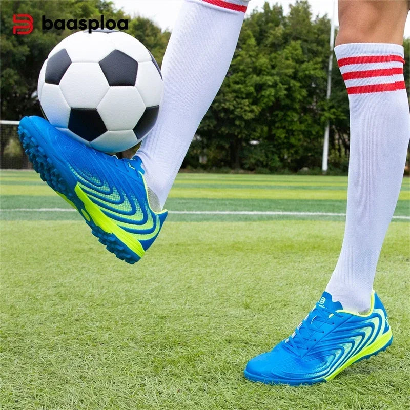 Baasploa Men's Professional Soccer Shoes Outdoor Anti-Slip Training Sport Shoes Male Light Leather Football Boots Chuteira Campo