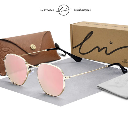 LM New Fashion Women Hexagon Sunglasses Men Retro Polarized Driving Coating Mirror Sun Glasses Goggle UV400 Eyewear gafas de sol