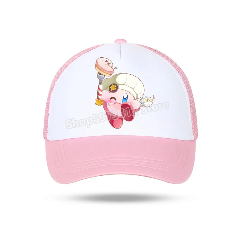 Kirby Summer Baseball Polyester Hats Universal Casual Cap Truck Driver Cartoon Peripheral Items Adult Adjustable Children Action