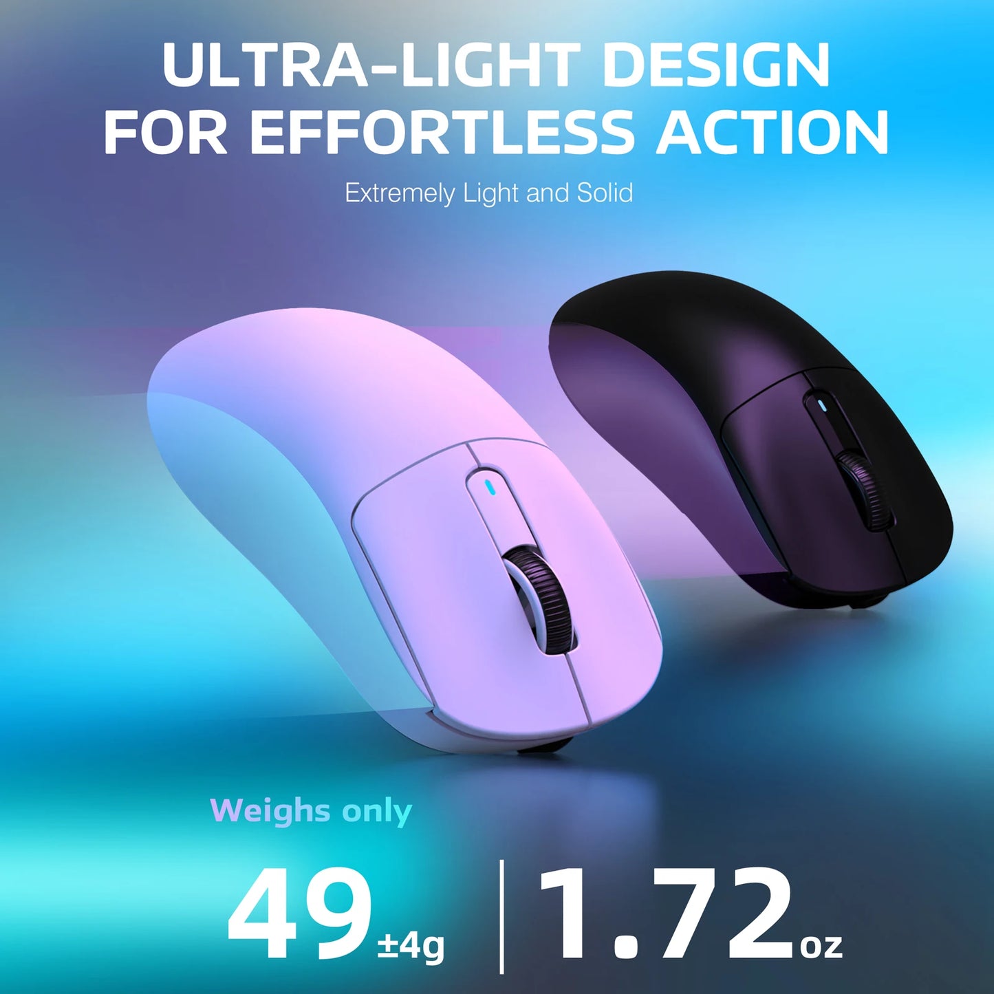 Ratón gaming inalámbrico ATTACK SHARK X3, ratón ergonómico para PC de 49g, tres modos, sensor óptico PAW3395 de 26K DPI, botones programables