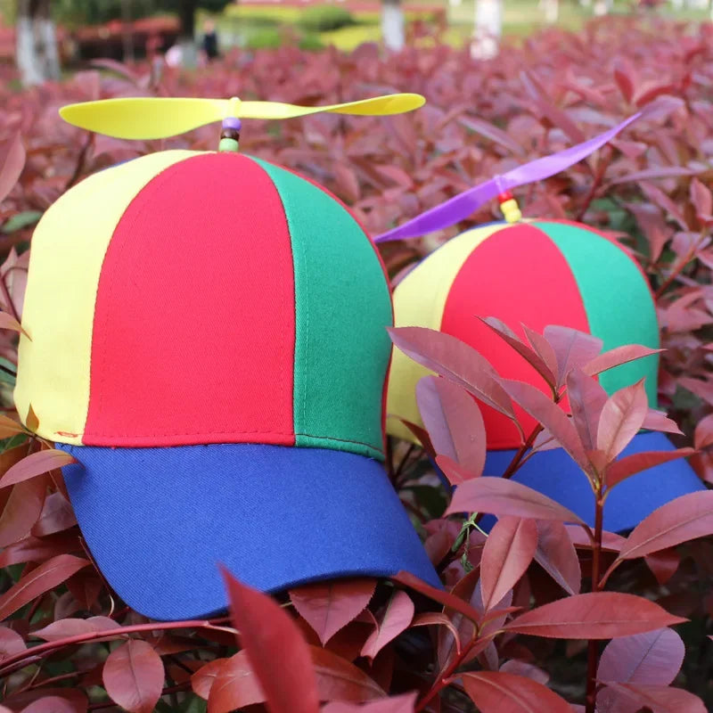 Fashion Colorful Bamboo Dragonfly Patchwork Baseball Cap Adult Kid Helicopter Propeller Funny Cotton Parent-child Snapback Hats