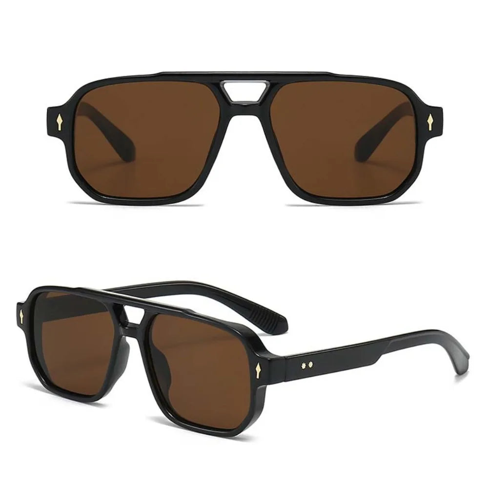 Retro Double Beam Sunnies HD Leopard Print Eyewear Unisex Polarized Sunglasses Waterproof Lightweight Anti-UV Glasses Outdoor