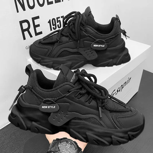 Men's Breathable Thick-Soled Casual Sneakers Outdoor Running Four Seasons New Tennis Shoes Soft Sole Comfortable Male Sneakers