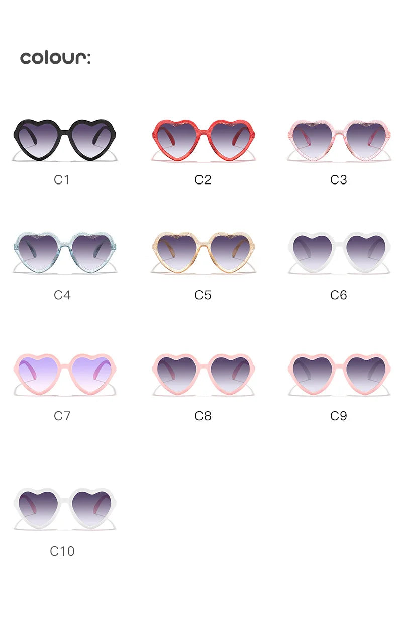 Stylish Kids rose pink Heart Sunglasses UV400 Protection Adjustable Frame for Boys Girls Baby Toddler 0-12 Years eyewear