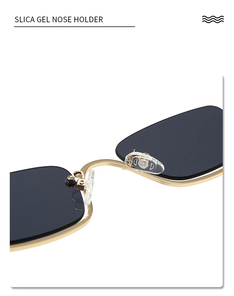 New retro metal small half frame sunglasses fashionable small square frame popular sunglasses brand designer sunglasses UV400