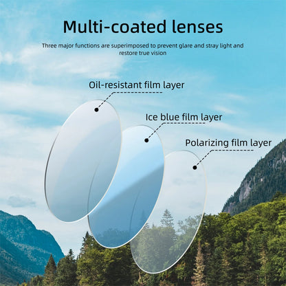 CAPONI Polarized Men Sunglasses Outdoor Sport Fishing Sun Glasses Square Anti-Oil and Water Blue HD Lenses Black Shades CP36505