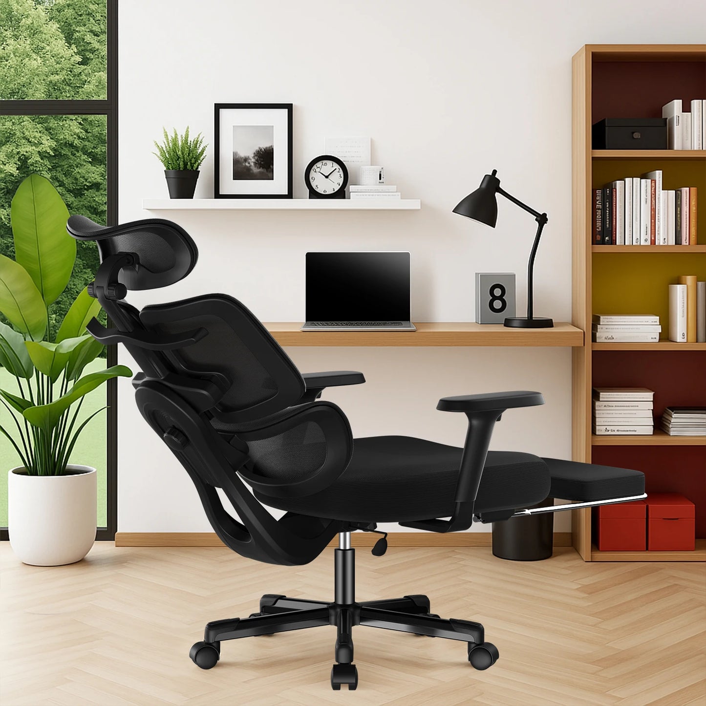 AUTHMIC Ergonomic Office Chair with 6D Adjustable Armrests, 3D Headrest, Lumbar Support, Reclining Mesh Desk Chair 200kg Capacity
