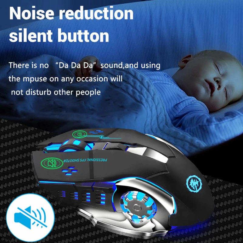 2.4G Bluetooth Wireless Rechargeable Mouse Gaming Mouse For Laptop RGB Backlight E-Sports Mechanical Mouse For PC Computer Gamer