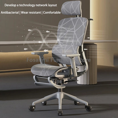 Silla de oficina ergonómica para ordenador con malla transpirable, reposabrazos, soporte lumbar ajustable, reposacabezas y diseño para escritorio, hogar y gaming