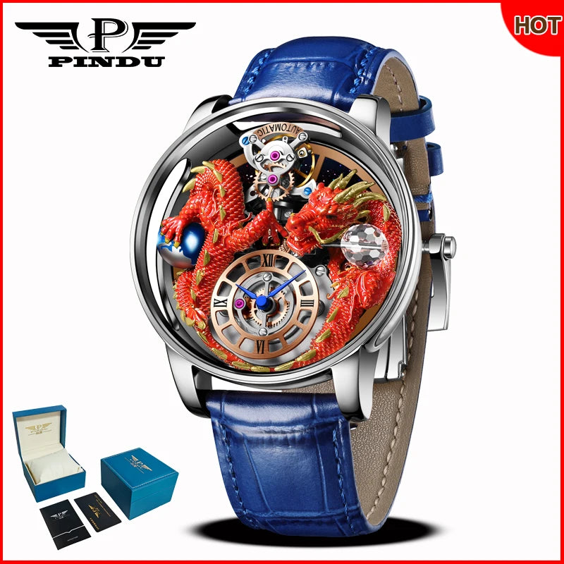 Relógio masculino PINDU Design 2025 NOVO Diamond Tourbillion, relógio de luxo Astronomia de marca premium, quartzo, vidro de safira, impermeável