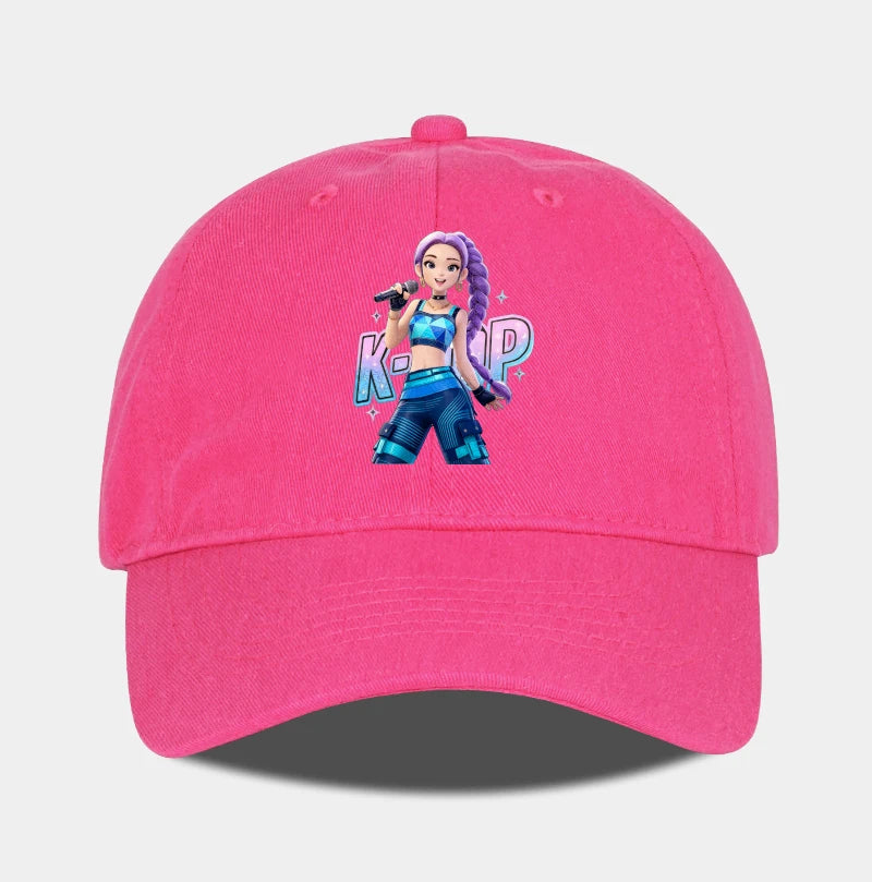 K-POP Purple Hair Idol Cartoon Print Baseball Cap Men Women Y2K Streetwear  Adjustable Dad Hat Sun Hat