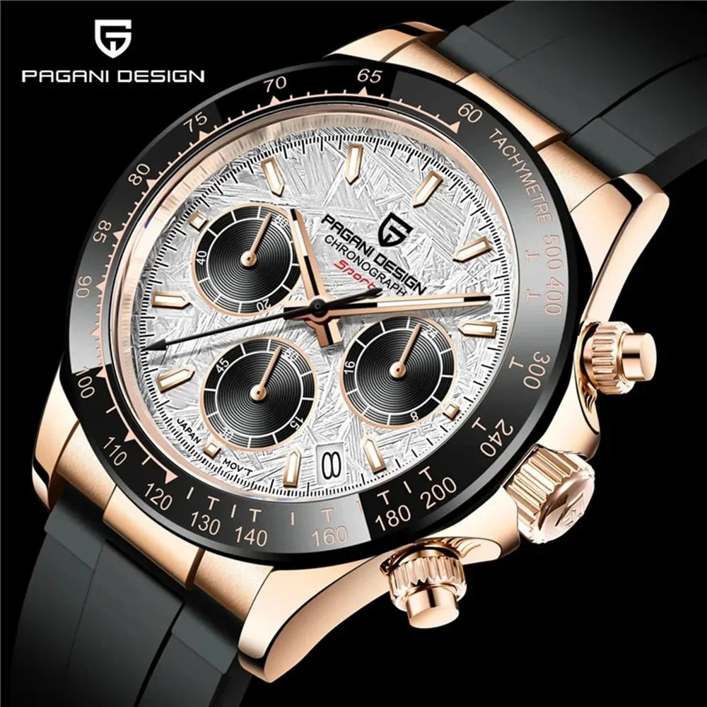 Novo Original PAGANI DESIGN PD-1664 Relógio de Pulso de Luxo para Homem, Movimento de Quartzo Japonês VK63, Safira, Cronógrafo Resistente à Água, Dourado