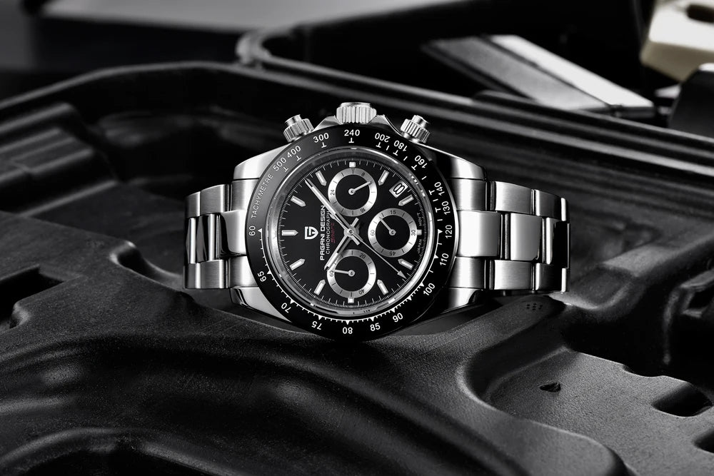 Montre pour homme PAGANI DESIGN – Modèle à cadrans colorés, montre-bracelet à quartz de luxe, chronographe équipé d'un mouvement